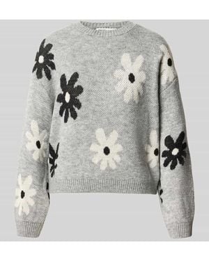 ONLY Regular Fit Pullover mit Allover-Muster Modell 'FREESIA' - Grau