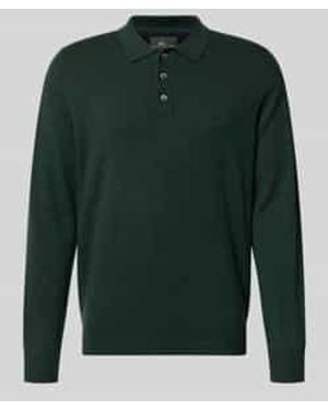 Fynch-Hatton Poloshirt Van Een Mix Van Merinowol En Kasjmier Met Labelstitching - Groen