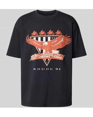 Rhude Regular Fit T-Shirt aus reiner Baumwolle - Schwarz