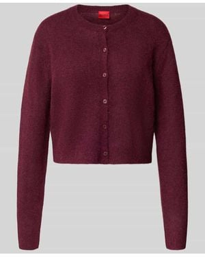 HUGO Regular Fit Strickjacke mit Woll-Anteil Modell 'SFEBRA' - Rot