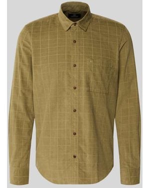 Lerros Regular Fit Freizeithemd aus Cord mit Kentkragen - Grün