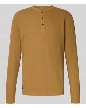 Superdry Longsleeve mit Strukturmuster und Knopfleiste - Natur