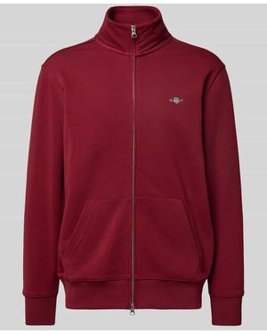 GANT Sweatjacke mit Label-Stitching - Rot