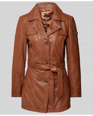 Cabrini Lederjacke Mit Bindegürtel - Braun