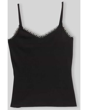 Tom Tailor Slim Fit Top aus Baumwoll-Mix - Schwarz