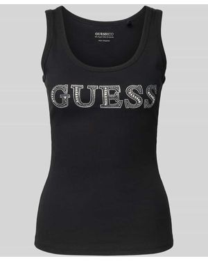 Guess Tanktop mit Logo und Ziersteinbesatz - Schwarz