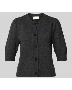 Neo Noir Strickjacke mit Rundhalsausschnitt Modell 'Trudy' - Schwarz