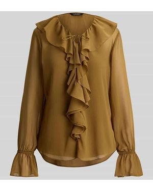 Ralph Lauren Regular Fit Bluse mit Rüschenkragen - Mettallic
