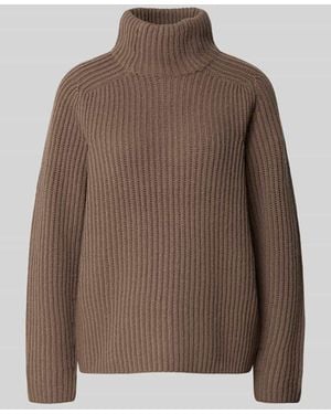 Mos Mosh Strickpullover mit Stehkragen Modell 'Thyra' - Braun