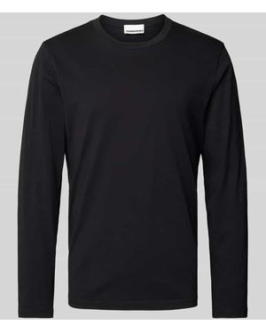 ARMEDANGELS Longsleeve Mit Geripptem Rundhalsausschnitt Modell 'Jaanono' - Schwarz
