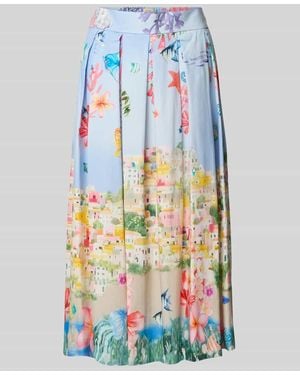 ROBE LÉGÈRE Ausgestellter Midi-Rock aus Baumwoll-Mix - Blau