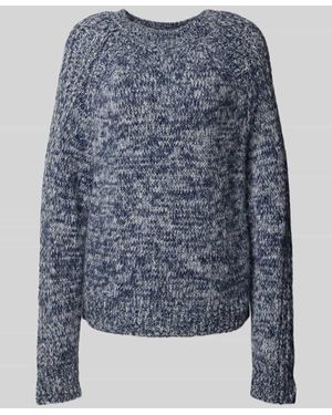 Lanius Grobstrickpullover aus Alpaka-Mix mit Rundhalsausschnitt - Blau