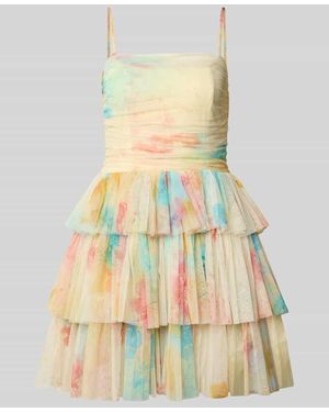 LACE & BEADS Cocktailkleid im Stufen-Look - Gelb