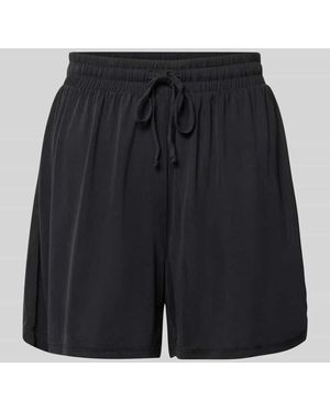 Pieces Relaxed Fit Stoffshorts aus Viskose-Mix Modell 'ANORA' - Schwarz