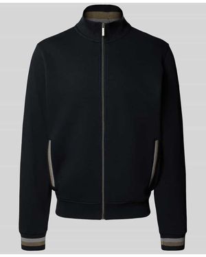 Bugatti Sweatjacke mit Stehkragen - Schwarz