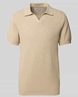 JAKE*S STUDIO MEN Regular Fit Poloshirt Met Structuurmotief - Naturel