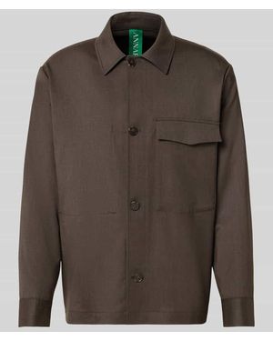 ANNARR Relaxed Fit Hemdjacke mit Brusttasche Modell 'KARL' - Grün