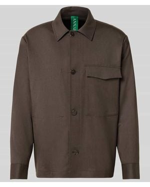 ANNARR Relaxed Fit Hemdjacke mit Brusttasche Modell 'KARL' - Grün