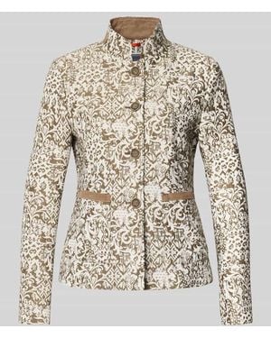 White Label Slim Fit Blazer im Allover-Look mit Stehkragen - Natur