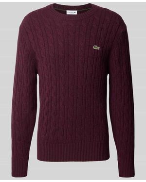 Lacoste Regular Fit Pullover aus reiner Wolle - Lila