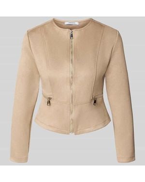 ZABAIONE Kunstlederjacke mit Zierreißverschluss - Natur