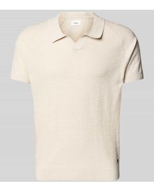 S.oliver Regular Fit Poloshirt mit Flammgarnstruktur - Natur