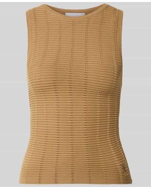 Karo Kauer Stricktop mit Strukturmuster und Rundhalsausschnitt - Natur