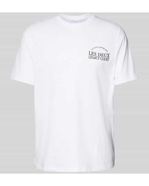Les Deux T-Shirt mit Label-Stitching Modell 'Legacy' - Weiß