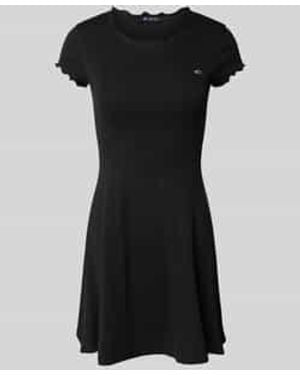Tommy Hilfiger Slim Fit Mini-Jurk Met Ruches - Zwart