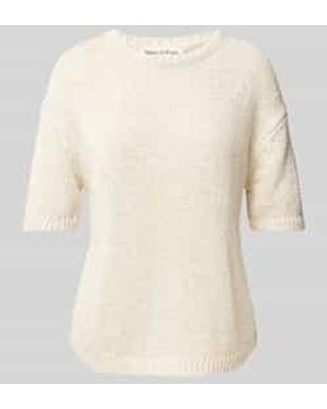 Marc O' Polo Loose Fit Gebreide Pullover Met Korte Mouwen - Naturel