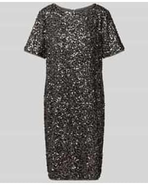 Comma, Knielange Jurk Met Ronde Hals - Zwart