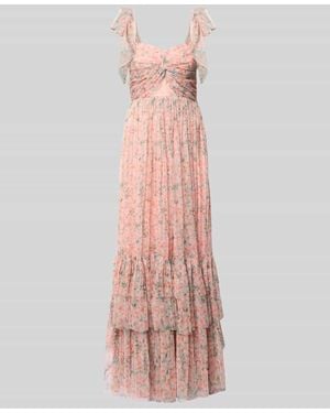 LACE & BEADS Abendkleid mit Knotendetail und Schnürung - Pink
