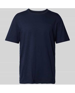 Tom Tailor Regular Fit T-Shirt Aus Reiner Baumwolle Mit Gummiertem Logo-Print - Blau