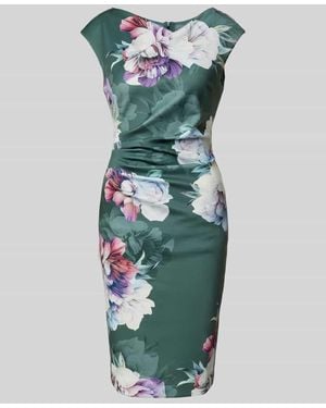 Swing Cocktailkleid mit floralem Muster - Grün