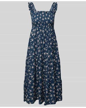 Apricot Midikleid mit Karree-Ausschnitt - Blau