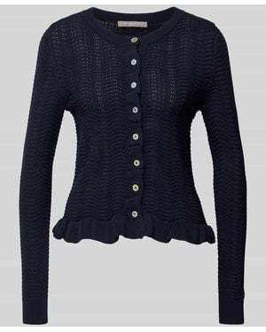 christian berg Strickjacke mit Rundhalsausschnitt und Wellensaum - Blau