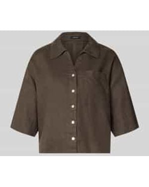 Opus Regular Fit Linnen Blouse Met Borstzak Model 'Flippa' - Bruin