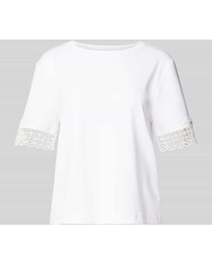 Marc Cain T-Shirt mit Spitzenbesatz - Weiß