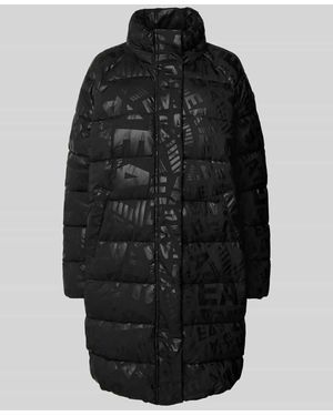 EA7 Regular Fit Steppmantel mit Allover-Logo-Print Modell 'Caban' - Schwarz
