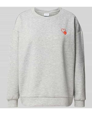 Vila Sweatshirt Mit Motiv-Stitching Modell 'Reflect' - Grau