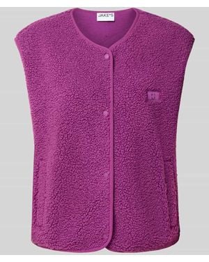 Jake*s Regular Fit Weste aus Teddyfell - Lila