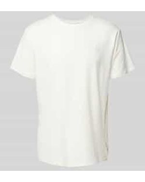 Blend T-shirt Met Geribde Ronde Hals - Wit