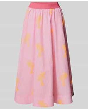 Milano Italy Midirok Met All-Over Bloemenmotief - Roze