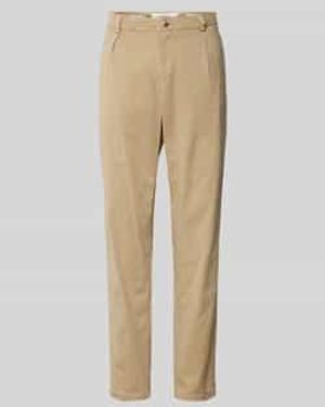 Goldgarn Tapered Fit Bandplooibroek Met Riemlussen - Naturel