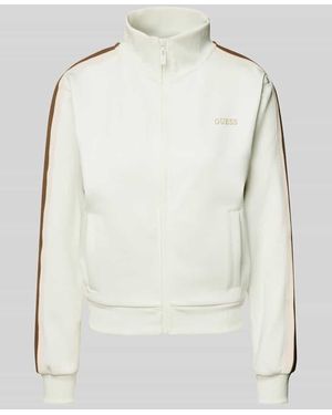 Guess Sweatjacke mit Label-Print Modell 'YARROW' - Weiß