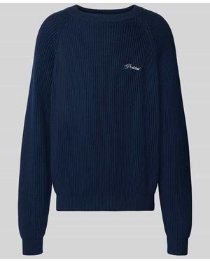 Prohibited Relaxed Fit Strickpullover aus reiner Baumwolle Modell 'Campus' - Blau