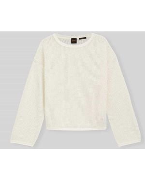 BOSS Loose Fit Pullover aus reiner Baumwolle Modell 'C_FARDE' - Natur