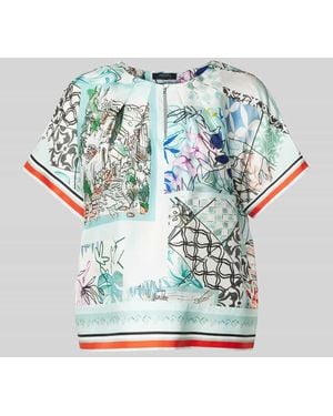 Marc Cain Regular Fit Seidenblusenshirt mit Schlüsselloch-Ausschnitt - Grau