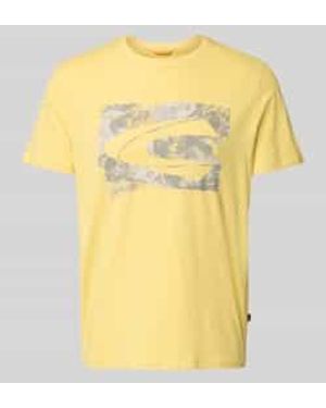 Camel Active T-shirt Met Logo En Ronde Hals - Geel