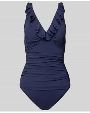 Ralph Lauren Badeanzug mit Rüschen und tiefem Rückenausschnitt - Blau